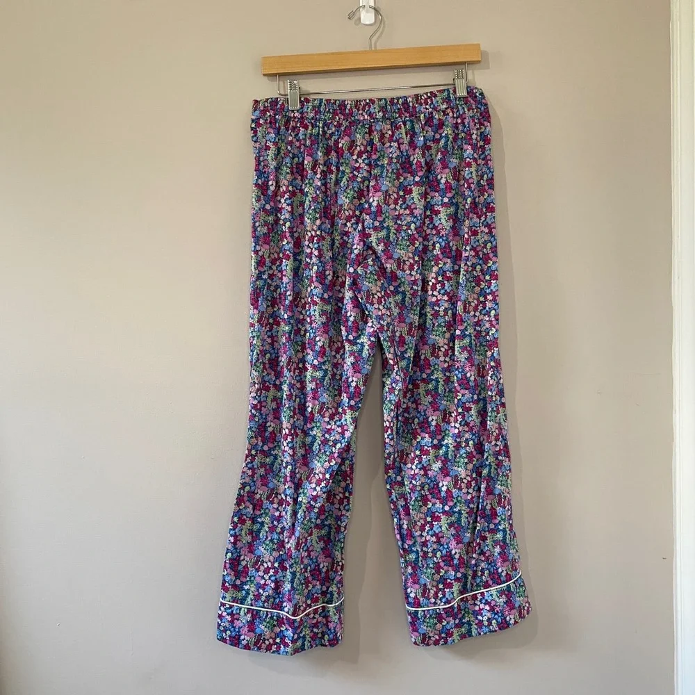 Liberty London Womens Floral Cotton Pajama Set Multicolor Button Front Size M